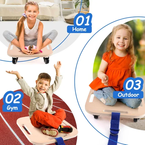 Miniatura 3 de Patinete para niños sentado con ruedas y asas universales, scooter de madera de seguridad para niños a partir de 3 años o más, patinetes deportivos