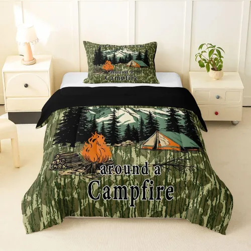 Miniatura 42 de Erosebridal Juego de edredón de pesca tamaño individual para hombres, juego de ropa de cama de peces de lubina para pescadores, niños de caza