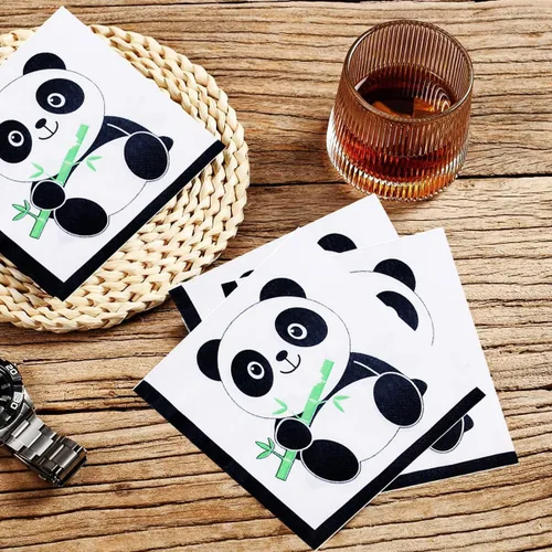 Miniatura 6 de 66 piezas de suministros de fiesta de panda, juego de vajilla desechable con platos, vasos, servilletas, pajitas, mantel para niños, baby shower