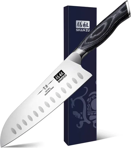 Miniatura 10 de SHAN ZU Cuchillo de Chef de 7 Pulgadas, Cuchillo Cortador de Carne Afilado Picador de Verduras Cuchillo de Cocina Profesional Japonés de Acero