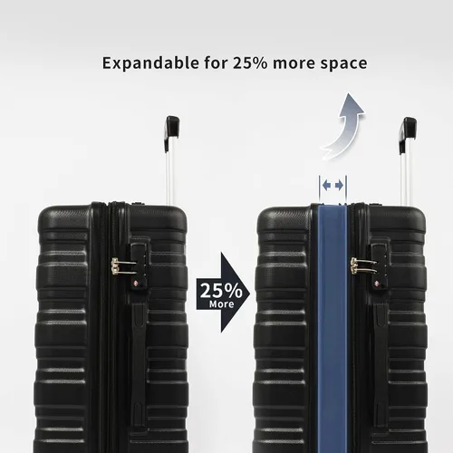 Miniatura 3 de Merax Maleta giratoria rígida con cerradura TSA expandible y ligera maleta de 20 pulgadas, 24 pulgadas, 28 pulgadas disponible.., Negro