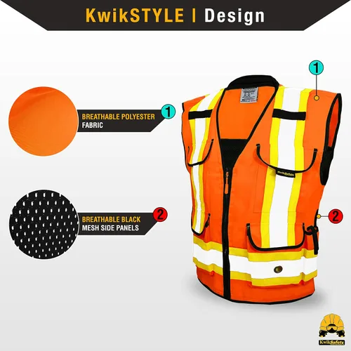Miniatura 2 de KwikSafety Chaleco de seguridad Godfather Clase 2 [naranja, 2XL] + paquete de casco duro de ala completa TORTOISE