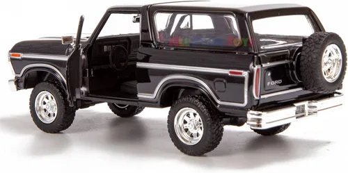 Miniatura 3 de 1978 Bronco 1:24 Modelo de Coche Fundido SUV SUT Negro con Cap Truck Motormax 79371