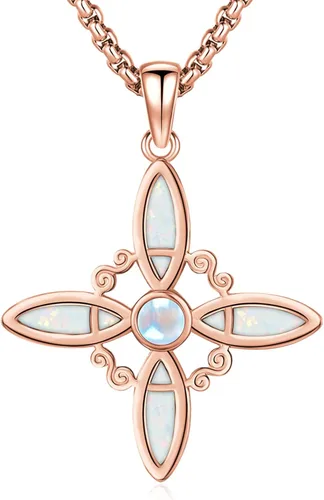 Miniatura 13 de Eusense Collar de ópalo para mujeres y hombres, joyería de ópalo azul y blanco de plata de ley 925 con dije de ópalo auténtico, regalo