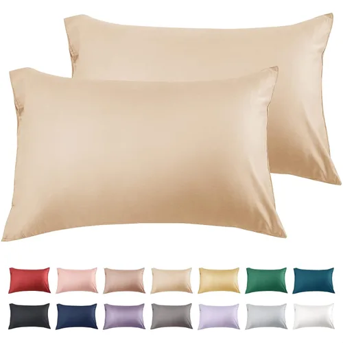 Miniatura 43 de Warmstar - Juego de 2 fundas de almohada de algodón tamaño estándar, 600 hilos, fundas de 20 x 26 pulgadas, algodón suave de fibra larga Placid Blue