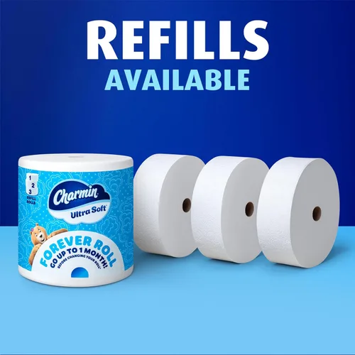 Miniatura 9 de Charmin Papel higiénico ultra suave, kit de iniciación Forever Roll, 1 soporte, 2 rollos, papel de baño de 2 capas