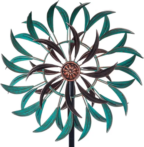 Miniatura 17 de VEWOGARDEN - Molinillo de viento grande de 20" de diámetro, escultura de viento giratoria de metal para exteriores - Arte de jardín, captadores