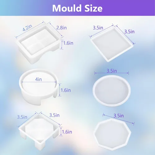 Miniatura 3 de KISREL 18 moldes de resina gruesa, moldes de posavasos mejorados para resina epoxi, molde de resina de posavasos con caja de almacenamiento, molde