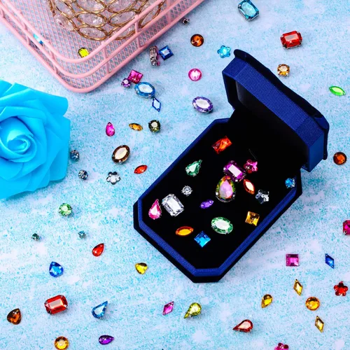 Miniatura 4 de WILLBOND 320 piezas de cristales de cristal de diamantes de imitación para coser, gemas acrílicas con agujero, ajuste de puntas plateadas, parte