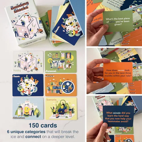 Miniatura 5 de FLUYTCO Building Blocks: juego de cartas de formación de equipos para el trabajo - 150 iniciadores de conversación y rompehielos para conocer a tus