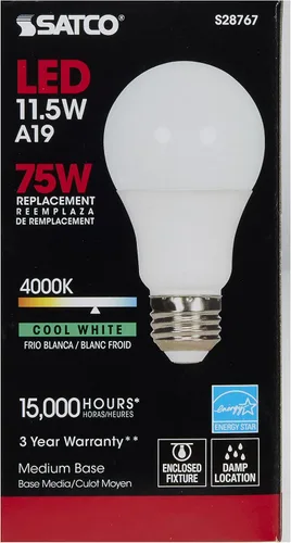 Miniatura 3 de Satco S28767 - Bombilla mediana con acabado blanco, 4.38 pulgadas