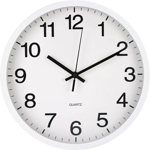 Miniatura 12 de Reloj de pared silencioso sin tictac, movimiento de cuarzo, estilo moderno, simple, redondo, de plástico, para hogar, oficina, escuela, sala de Negro