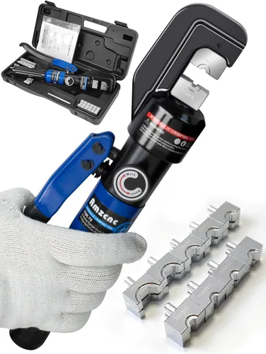 Miniatura 11 de AMZCNC Herramienta de Prensado Hidráulico y Cortador de Cable Herramienta de Prensado de Terminal de Cable Hidráulico 10 TON USA 12 AWG a 00 (2/0)