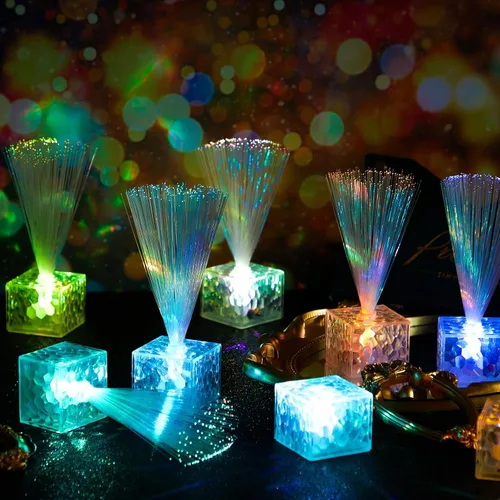 Miniatura 7 de Amylove 16 mini lámparas de fibra óptica a granel con luz LED cambiante de color para centro de mesa que brilla en la oscuridad, suministros