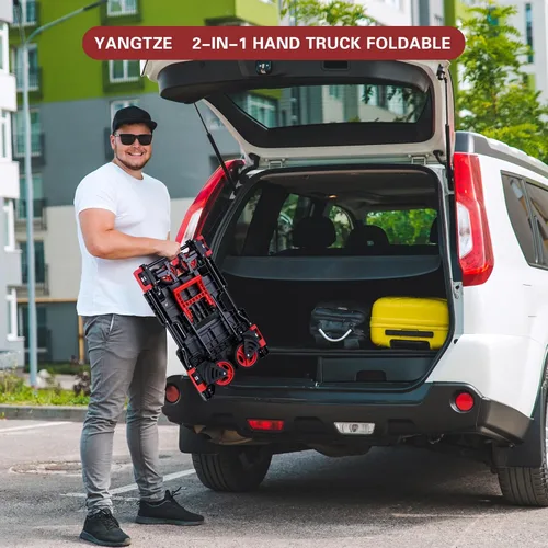 Miniatura 7 de Carretilla de Mano Doblar Plegable 2 en 1, Capacidad de 330LB Carro de Mano Plegable Portátil, Carretilla de Mano Plegable con Manija Retráctil, C