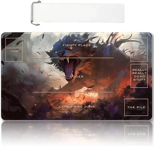 Miniatura 46 de Tapete de juego MTG cosido de alta calidad con zonas y respaldo de goma antideslizante, tapete de juego TCG para MTG y otros juegos de cartas, Dkt