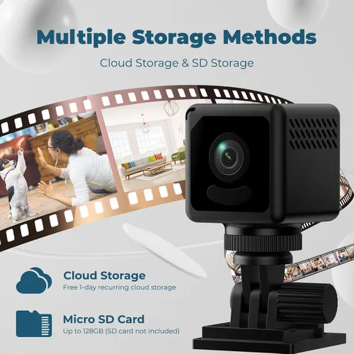 Miniatura 7 de Mini cámara 2026 4K WiFi inalámbrica pequeña portátil HD niñera con detección de movimiento, almacenamiento en la nube y SD, visión nocturna, gran