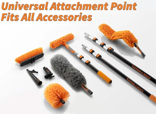 Miniatura 8 de Kit de plumero de alto alcance de 36 pies con poste de extensión de 5-30 pies/ Kit de limpieza de plumero de techo alto con poste