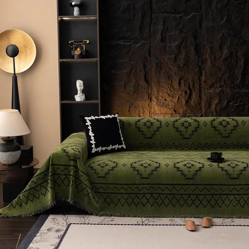 VClife Funda de sofá verde bohemio para perro, funda antideslizante para sofá seccional, protector de muebles, fundas lavables con patrón tribal 0#