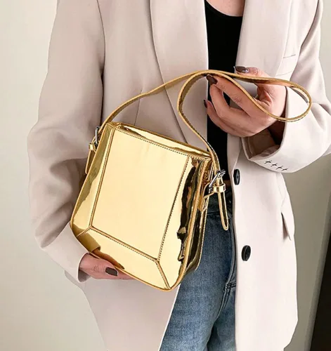 Miniatura 5 de Bolso hobo para mujer, de charol, de color plateado brillante, bolso de hombro Y2K, bolso de hombro para fiesta 2023