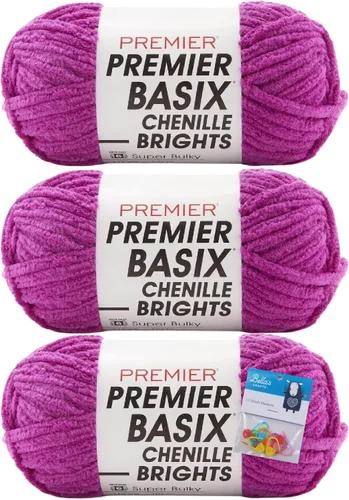 Miniatura 13 de Premier Yarns Basix - Ovillo de felpilla Brights de 5.3 onzas cada madeja, 6 unidades súper voluminosas y gruesas, paquete de 3 unidades con Blush