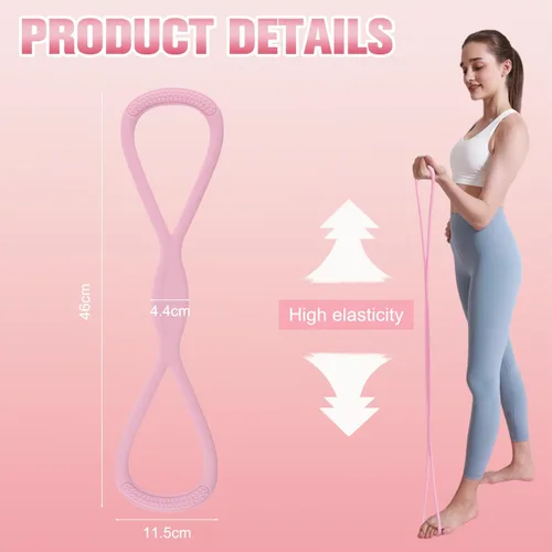 Miniatura 3 de Figura 8 bandas de resistencia para mujeres y hombres, cuerdas elásticas de entrenamiento de espalda, bandas de resistencia de ejercicio con asas