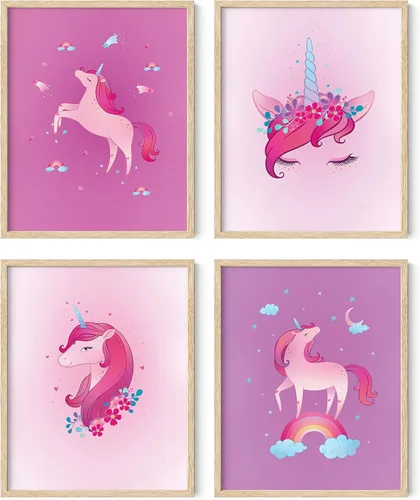 Miniatura 16 de Haus and Hues - Impresiones artísticas de unicornio, juego de 4 pinturas para decoración de pared y pop, póster para habitaciones de adolescentes
