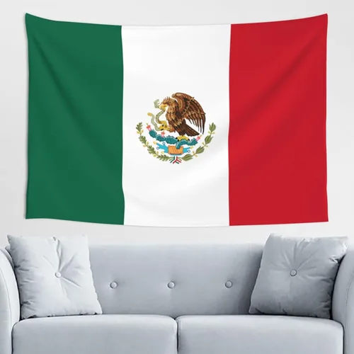 JUHIOPOI Tapiz de pared con bandera de México, arte nocturno mexicano para decoración de pared lateral de dormitorio, (60 x 40 pulgadas)