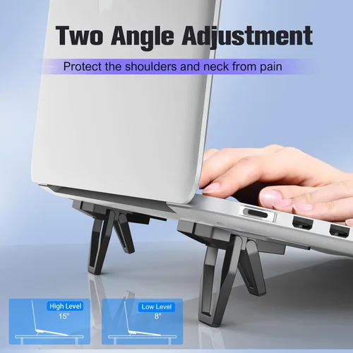 Miniatura 4 de Soporte de teclado de computadora de aleación de zinc para escritorio, elevador de teclado plegable con 2 ángulos ajustables, soporte invisible