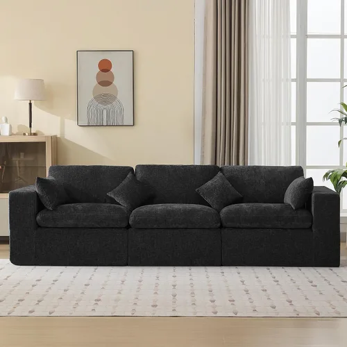 Miniatura 57 de Sofá modular sin hueso de 115 pulgadas, sofá modular modular con otomana, tapizado de gran tamaño, convertible, cómodo sofá de felpilla de 4 plazas