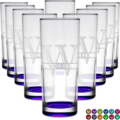 Miniatura 79 de Highball personalizado de 10.5 onzas con fondo negro, vaso Collins alto personalizado, cóctel de bebida mixta recta, inicial con nombre de regalo