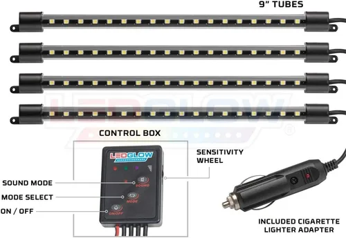 Miniatura 2 de LEDglow, Kit de 4 Piezas de Iluminación LED para Debajo del Tablero, Color Único Azul