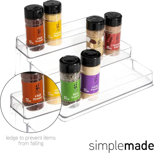 Miniatura 2 de SIMPLEMADE Organizador de especias de 3 niveles, estante de almacenamiento versátil para cocina, baño, dormitorio y oficina, juego de 1, transparente