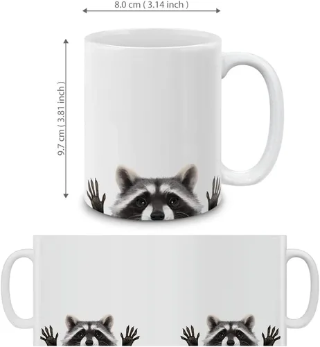 Miniatura 4 de MUGBREW Raccoon Hands Out (1) Taza de café de cerámica, 11 onzas Mapache Manos Fuera (1)