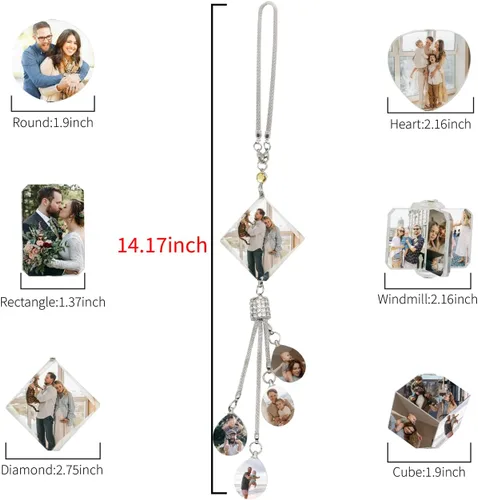 Miniatura 4 de AIFLM Adornos Personalizados de Foto de Cristal para Colgar en Coche Adornos Personalizados Estéticos para Espejo Adornos Personalizados