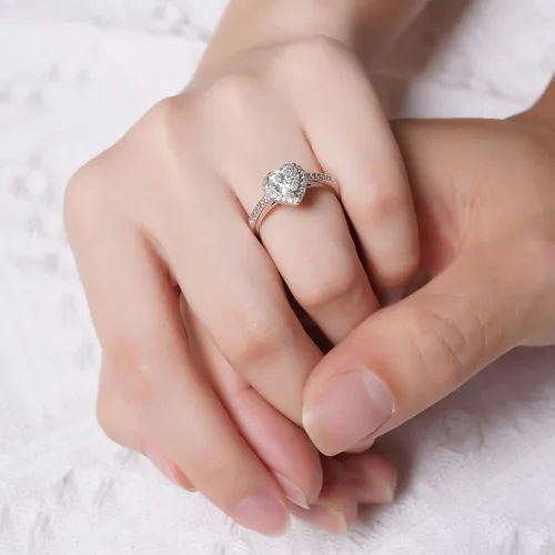 Miniatura 6 de Atylyk Anillo de compromiso ajustable de moissanita de 1 quilate de plata de ley 925, anillos solitarios para mujer