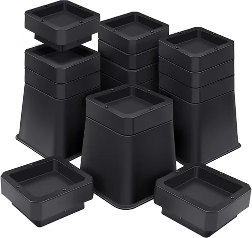 Miniatura 13 de ANNKUT Elevadores de cama de 10 pulgadas resistentes, elevación en alturas de 1,2,3,4,5,6,7,8,9,10 pulgadas, elevadores de muebles ajustables