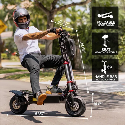 Miniatura 2 de Electric Scooter Adult K8 6000w Dual Motor, Max Speed 50MPH Range 70 Miles, 12 Inch Street Tires Commuter Dual Suspension E-Scooter with Seat and