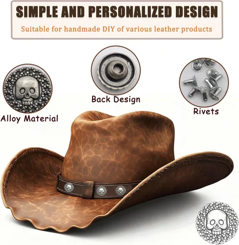 Miniatura 3 de 100 botones de calavera de metal, remaches de calavera, botones de decoración de cuero, remaches de metal para accesorios de bricolaje