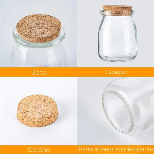 Miniatura 3 de Mini tarros de yogur 30 unidades, tarros de vidrio de 7 onzas con tapas de corcho para recuerdos, recipientes de pudín con tapas, tarros de mason