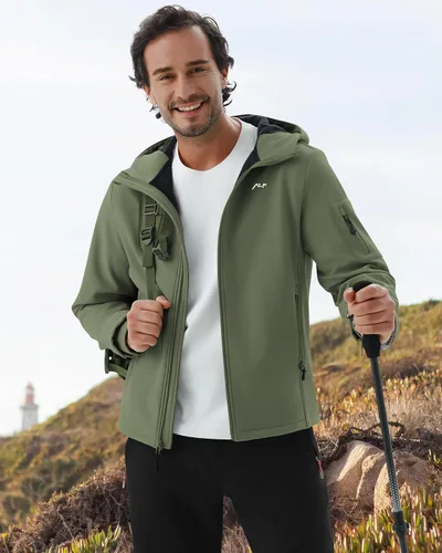 Miniatura 2 de WULFUL Chaqueta ligera Softshell para hombre, con forro polar, rompevientos, impermeable, suave, para senderismo al aire libre