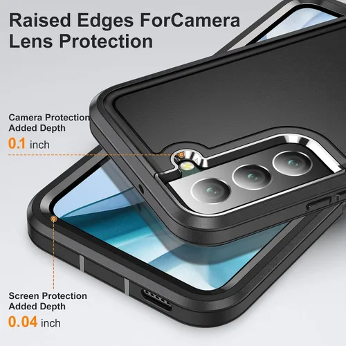 Miniatura 5 de Funda para Samsung Galaxy S22 Plus con función atril de 3 capas de grado militar, funda protectora de silicona resistente a prueba de golpes