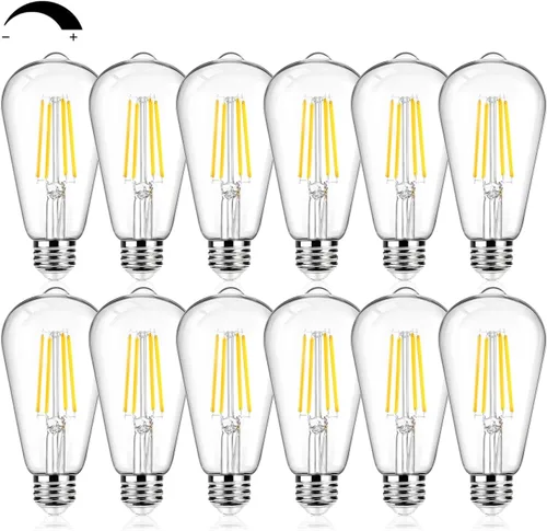 Miniatura 12 de 12 paquetes de bombillas LED Edison vintage grandes ST64, 7 W equivalentes a 60 W, 800 lúmenes, bombillas LED de filamento antiguo regulables, 2700