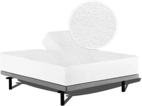 Miniatura 2 de Protector de colchón de cabeza dividida para camas ajustables o medias divididas, 100 % algodón de rizo impermeable, funda de colchón estilo sábana