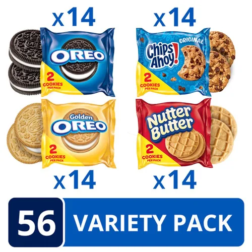 Miniatura 3 de Oreo Oreo Original, Oreo Golden, Chips Ahoy! & Nutter Butter Cookie Snacks Pack de variedades, 56 paquetes de refrigerios (2 cookies por paquete)