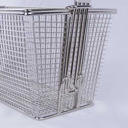 Miniatura 5 de Paquete de 4 cestas de acero inoxidable para freidora con asas antideslizantes, 13.25 x 6.5 x 6 pulgadas, cestas de papas fritas de grado comercial