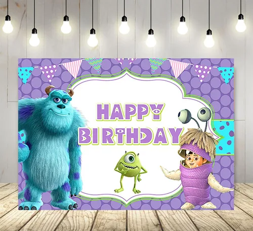 Fondo de Monster Inc púrpura para suministros de fiesta de cumpleaños, 5 x 3 pies, Monster Inc Boo Theme Baby Shower Banner para fiesta de