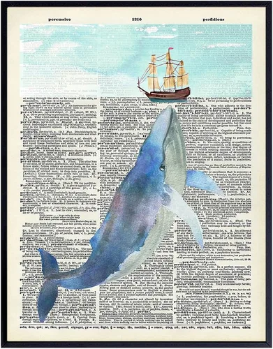 Miniatura 9 de Arte de Pared con Diccionario Náutico de Ballena - Foto de 8x10, Imagen - Océano, Mar, Playa, Decoración del Hogar, Decoración Shabby Chic - Regalo