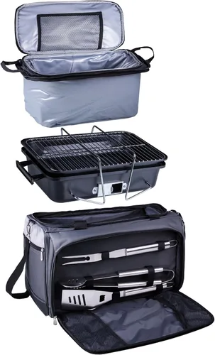 Miniatura 4 de ONIVA – una marca Picnic Time Buccaneer - Bolsa portátil para parrilla de carbón y hielera, (negro con detalles en gris)