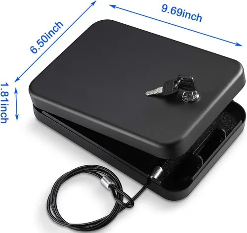 Miniatura 7 de Younion - Caja fuerte para pistolas, portátil, para viajar y llevar en el auto, color negro Cerradura de llave